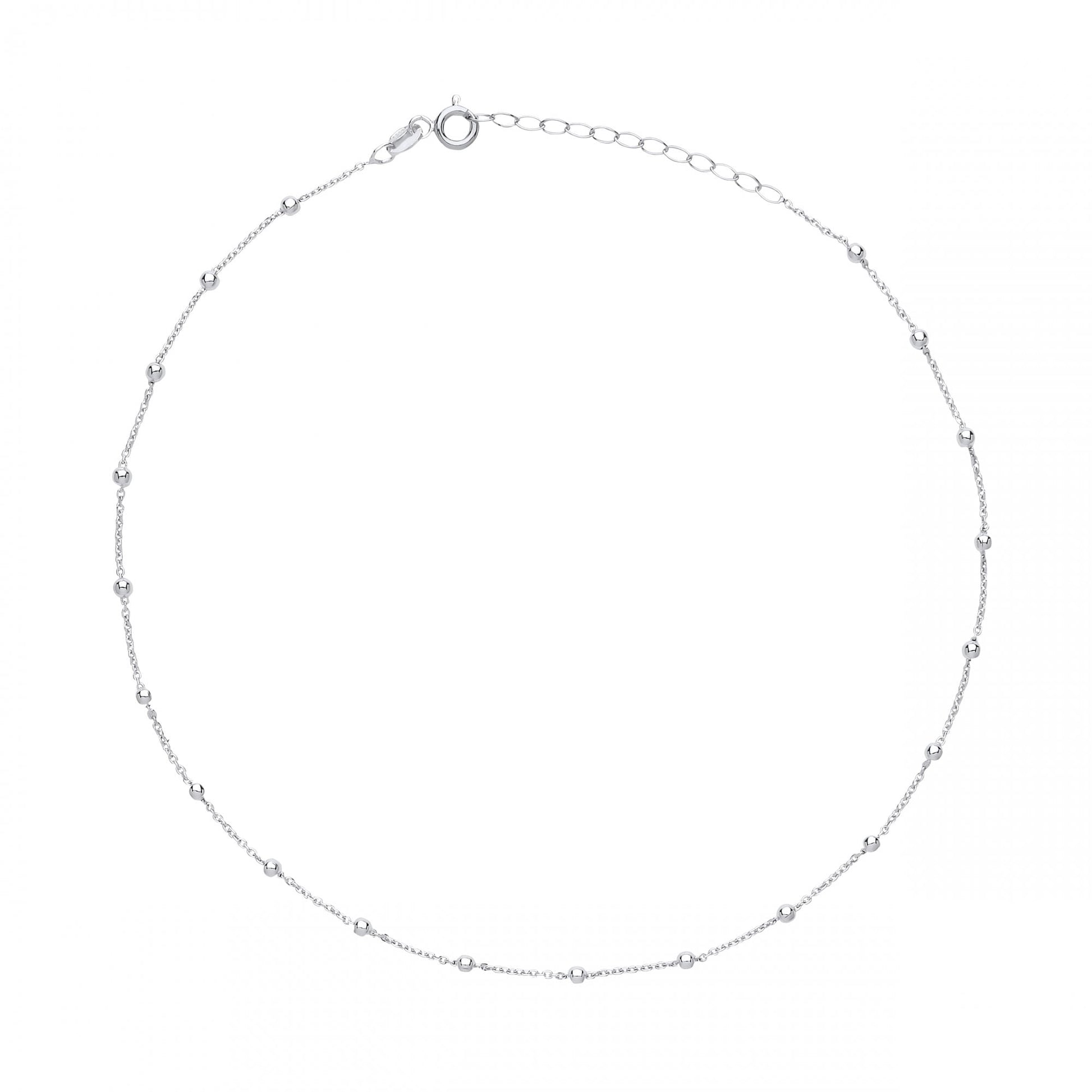 925 Sterling Silver Collarette 3mm Oval Beads 14" Necklace