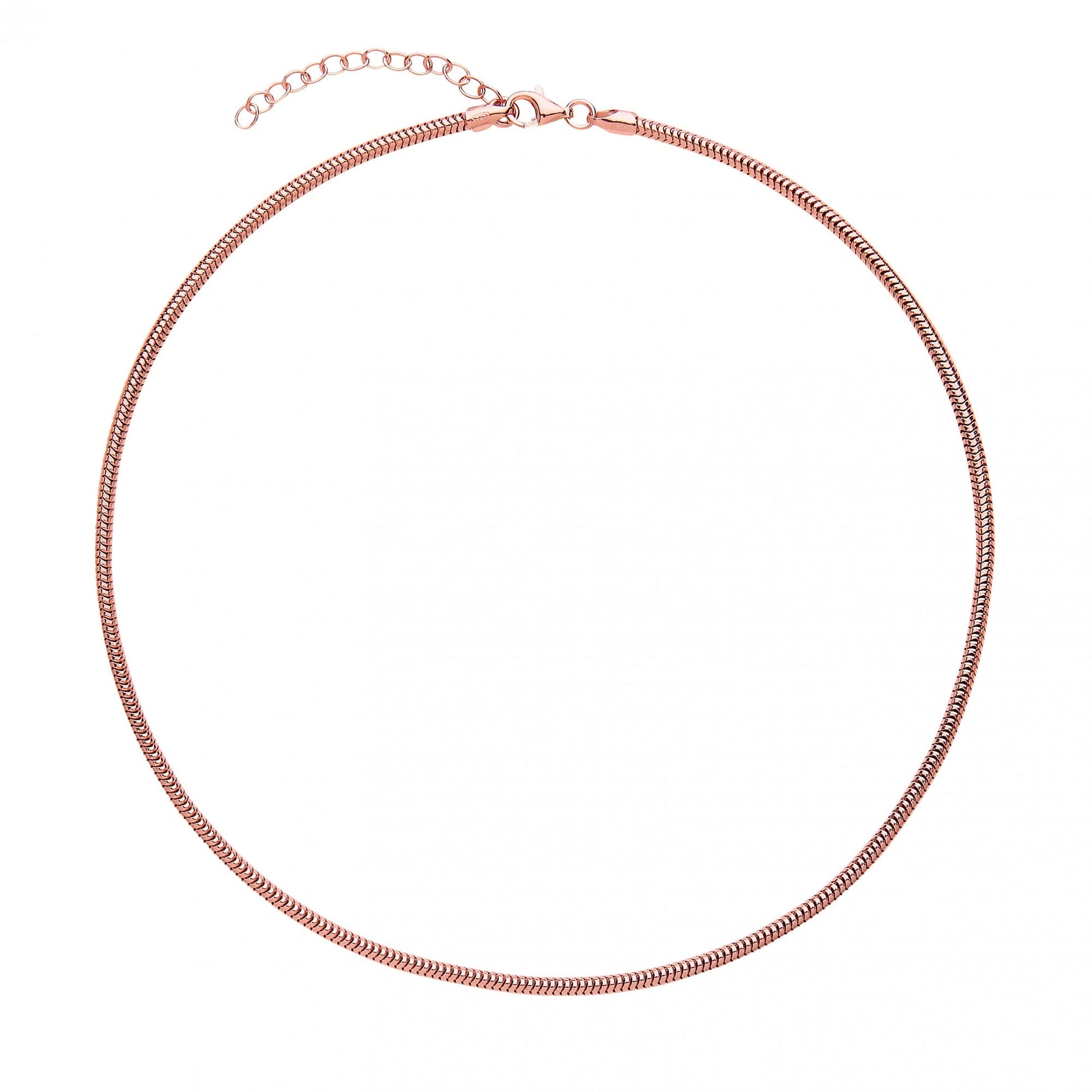 925 Sterling Silver Rose Gold Plated Round Link Snake Chain