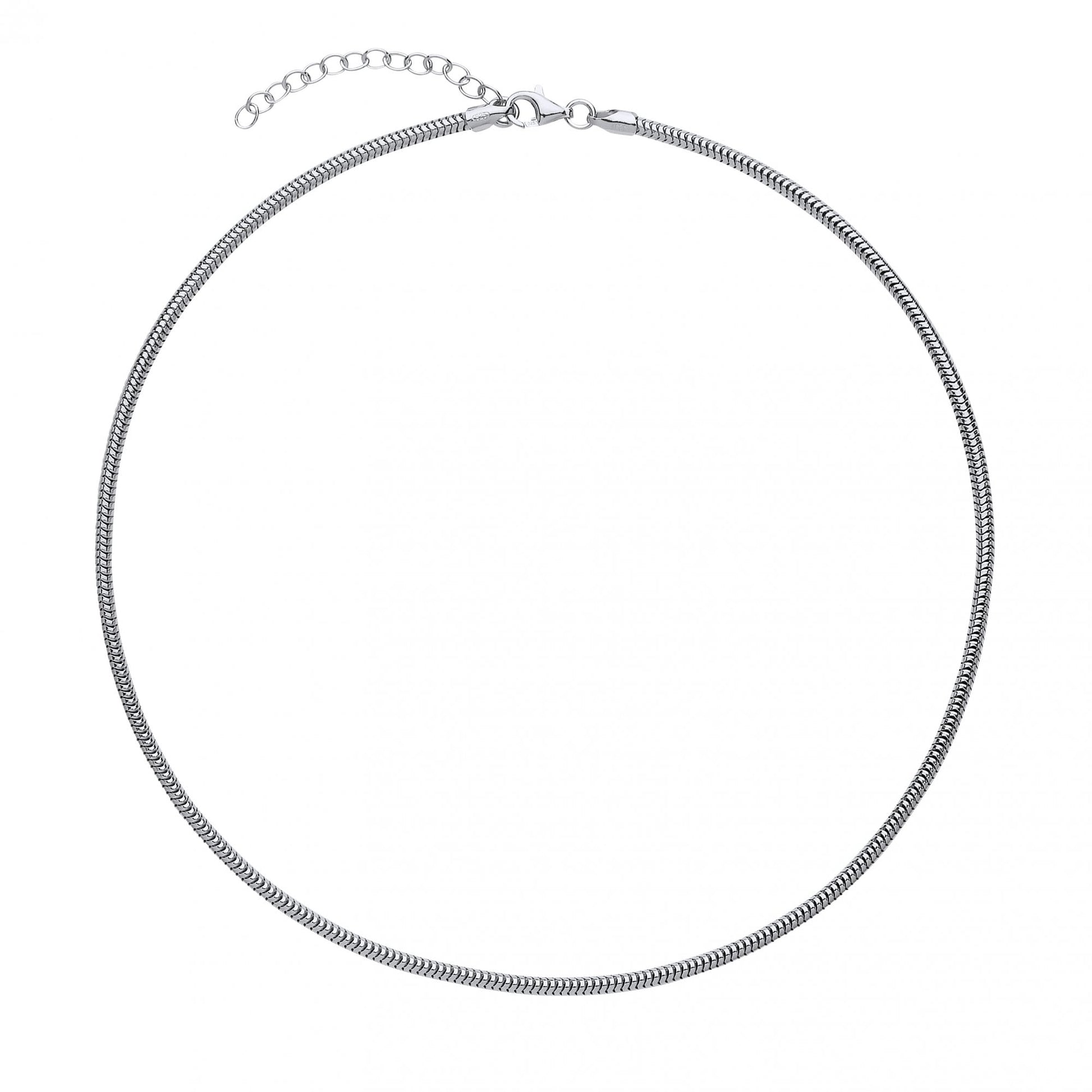 925 Sterling Silver Rhodium Plated Round Link Snake Chain