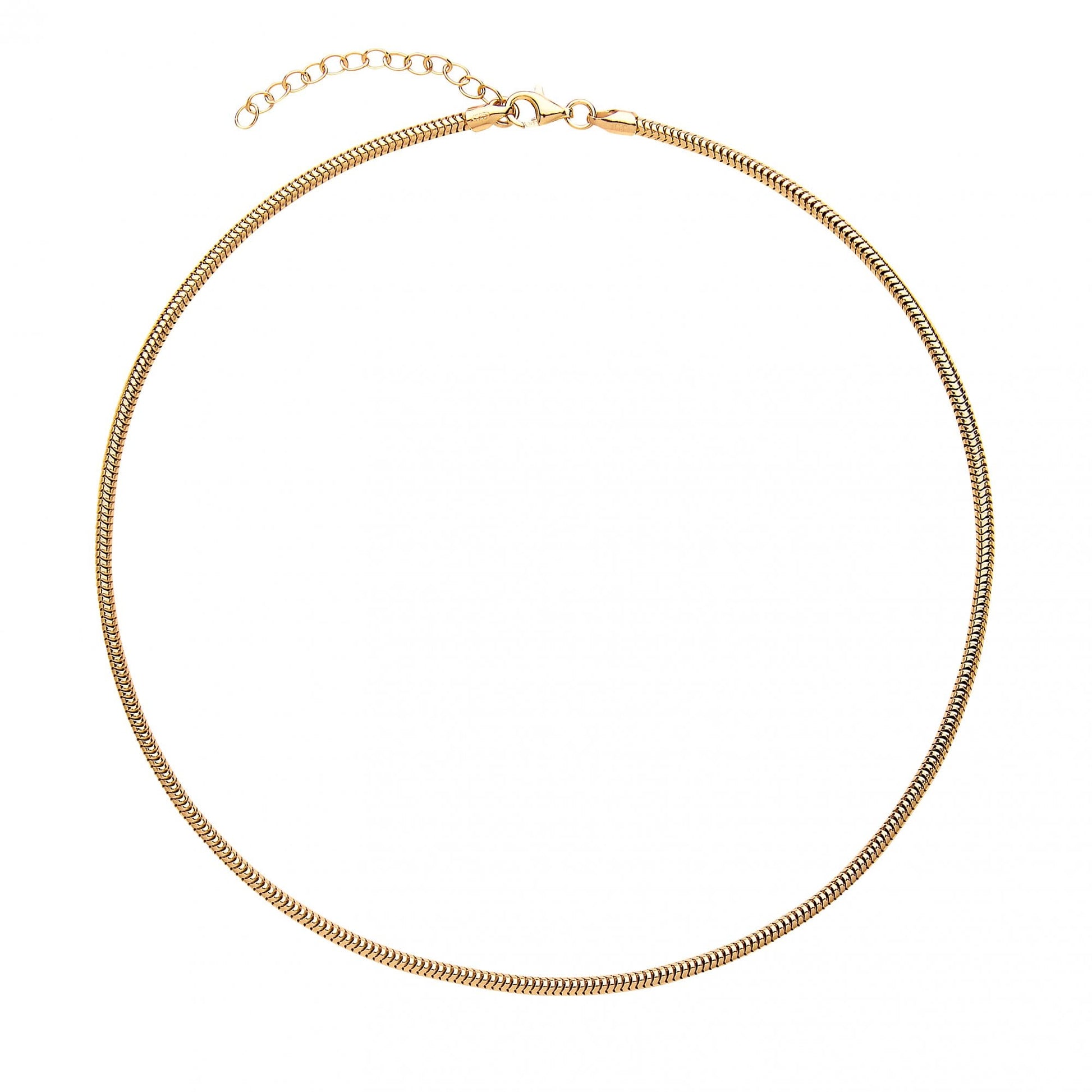 925 Sterling Silver Gold Plated Round Link Snake Chain