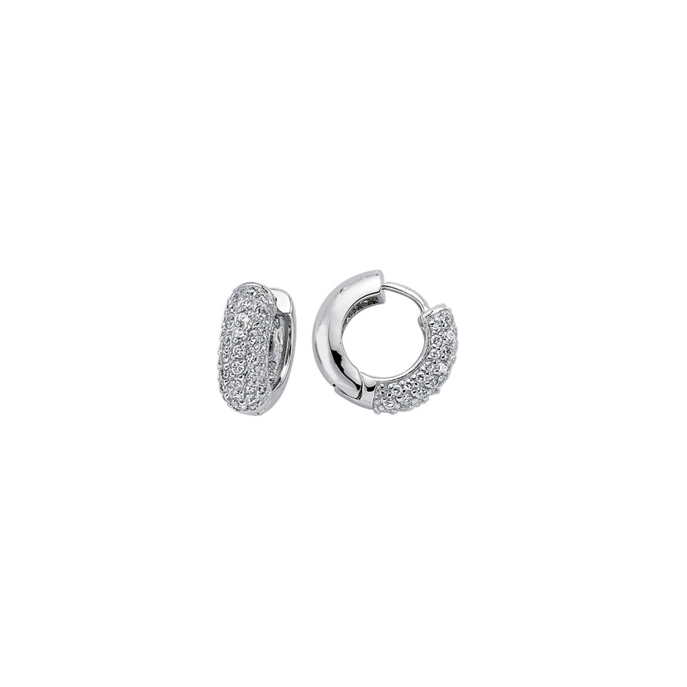 925 Sterling Silver CZ Micro Pave Huggy Earrings