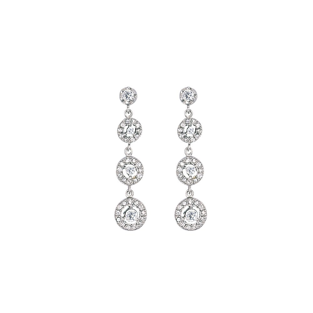 925 Sterling Silver CZ Rubover Drop Earrings