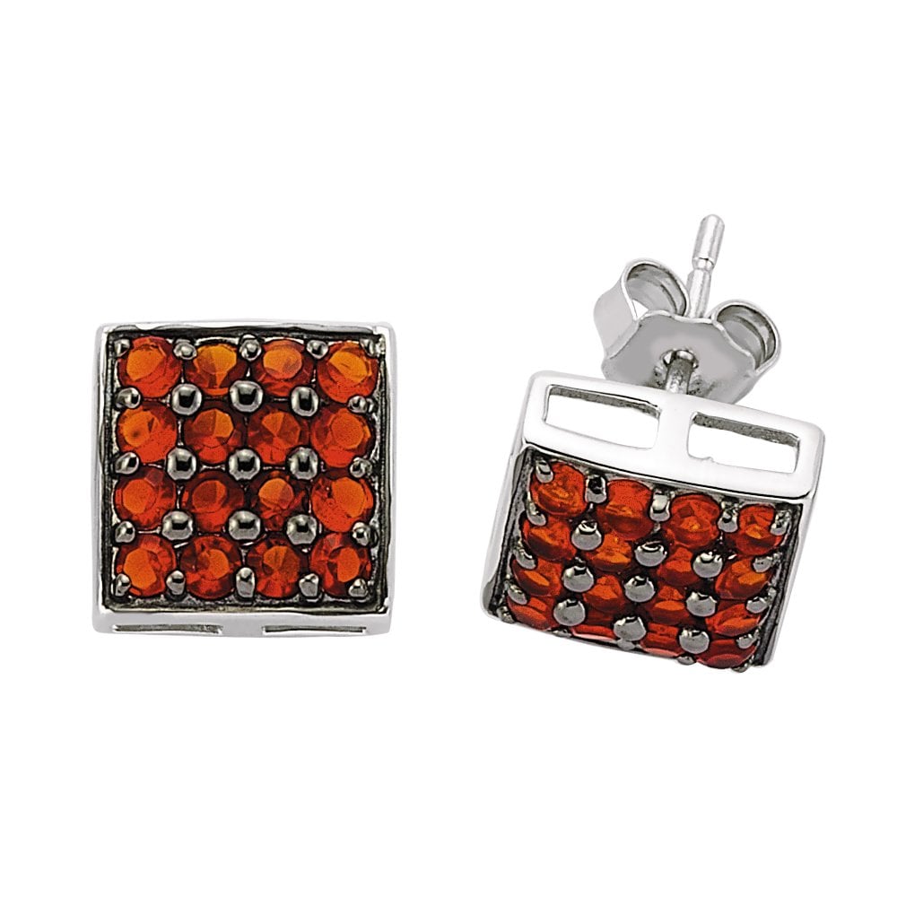 925 Sterling Silver PAVE SET STUDS RUBY