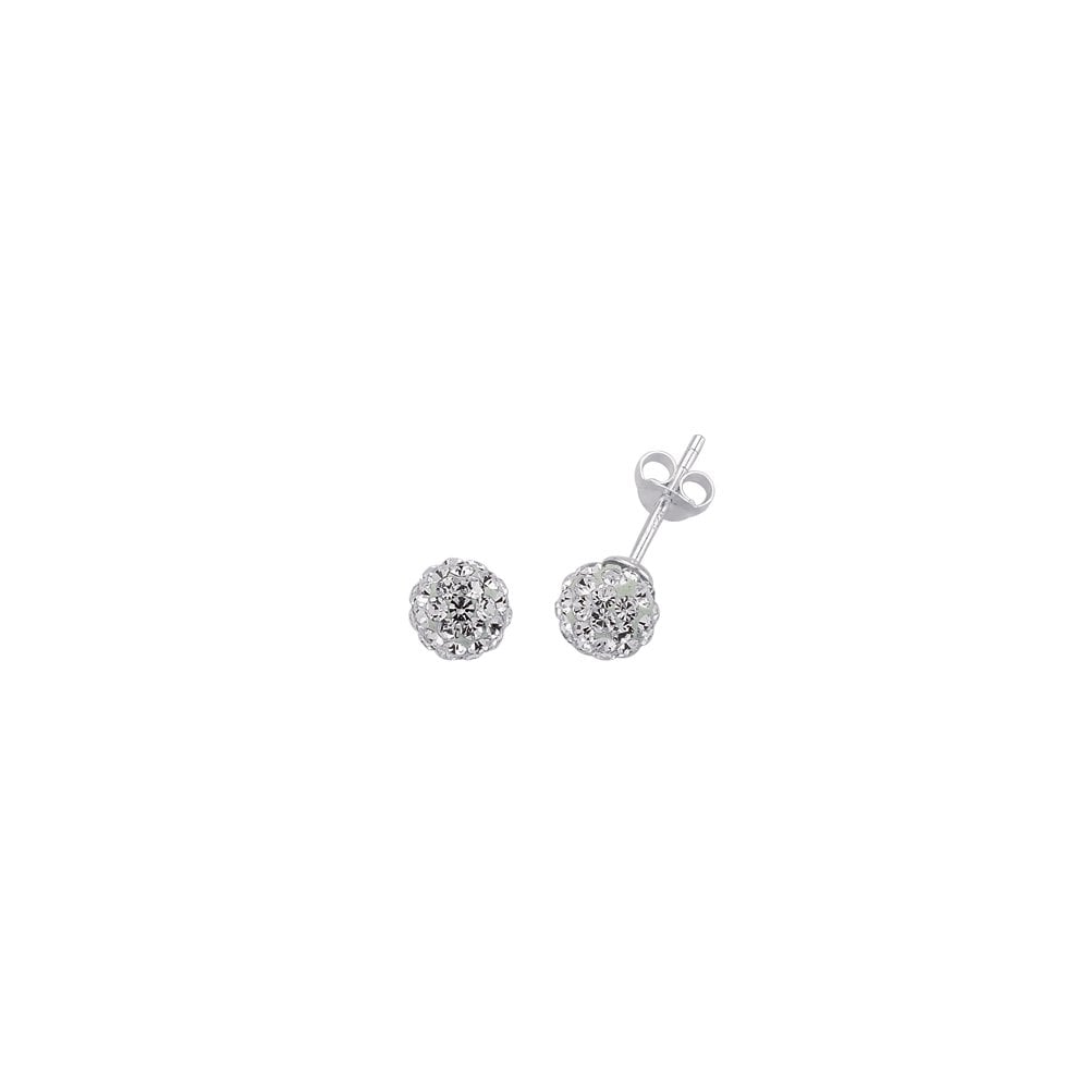 925 Sterling Silver Crystal Ball Studs 8mm