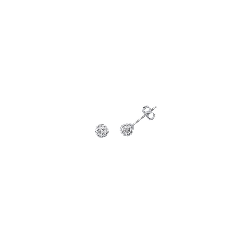 925 Sterling Silver Crystal Ball Studs 6mm white