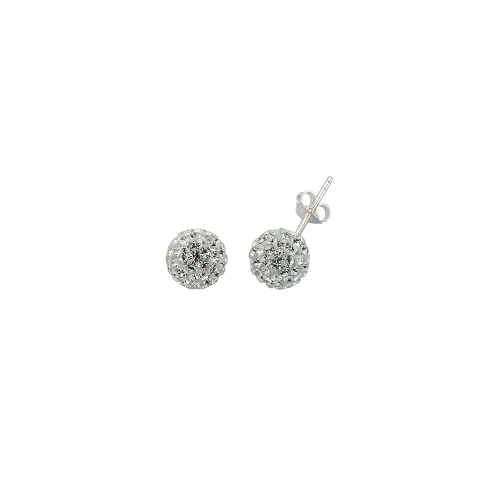 925 Sterling Silver Crystal Ball Studs 9.5mm
