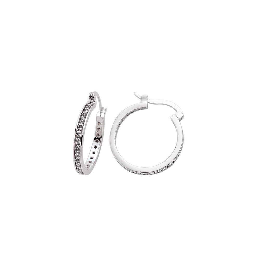 925 Sterling Silver CZ Channel Set Hoops