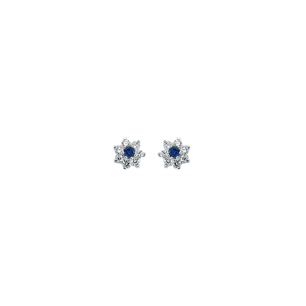 925 Sterling Silver Cluster Studs With A Sapphire Centre