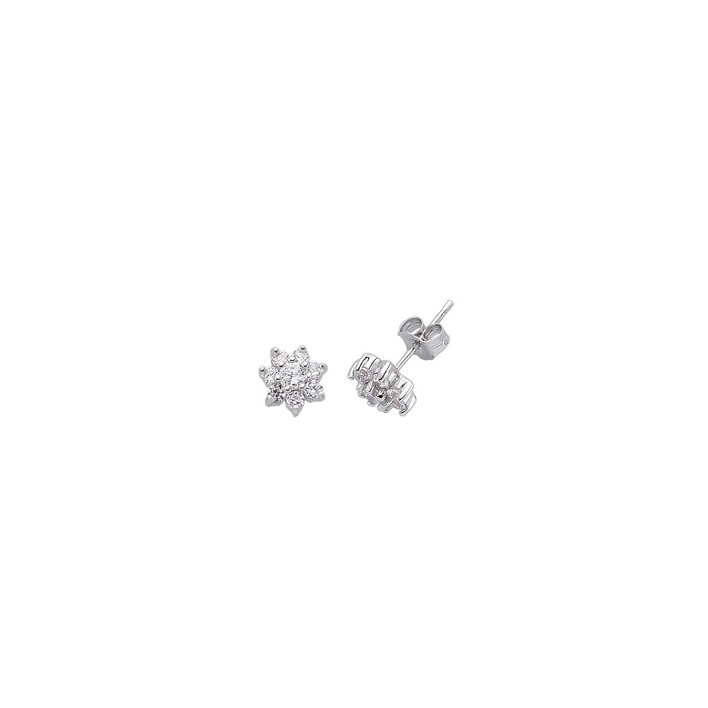 925 Sterling Silver CZ White Cluster Studs