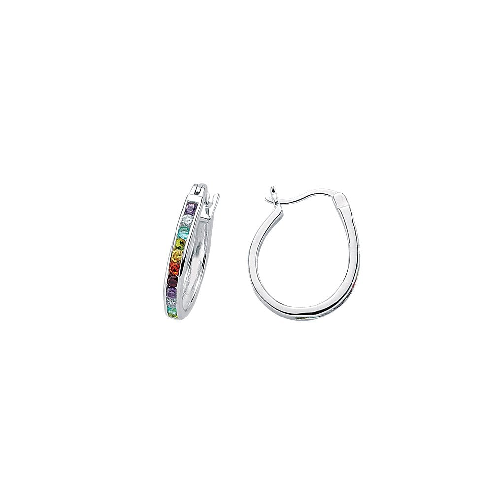 925 Sterling Silver Rainbow Huggie Earrings