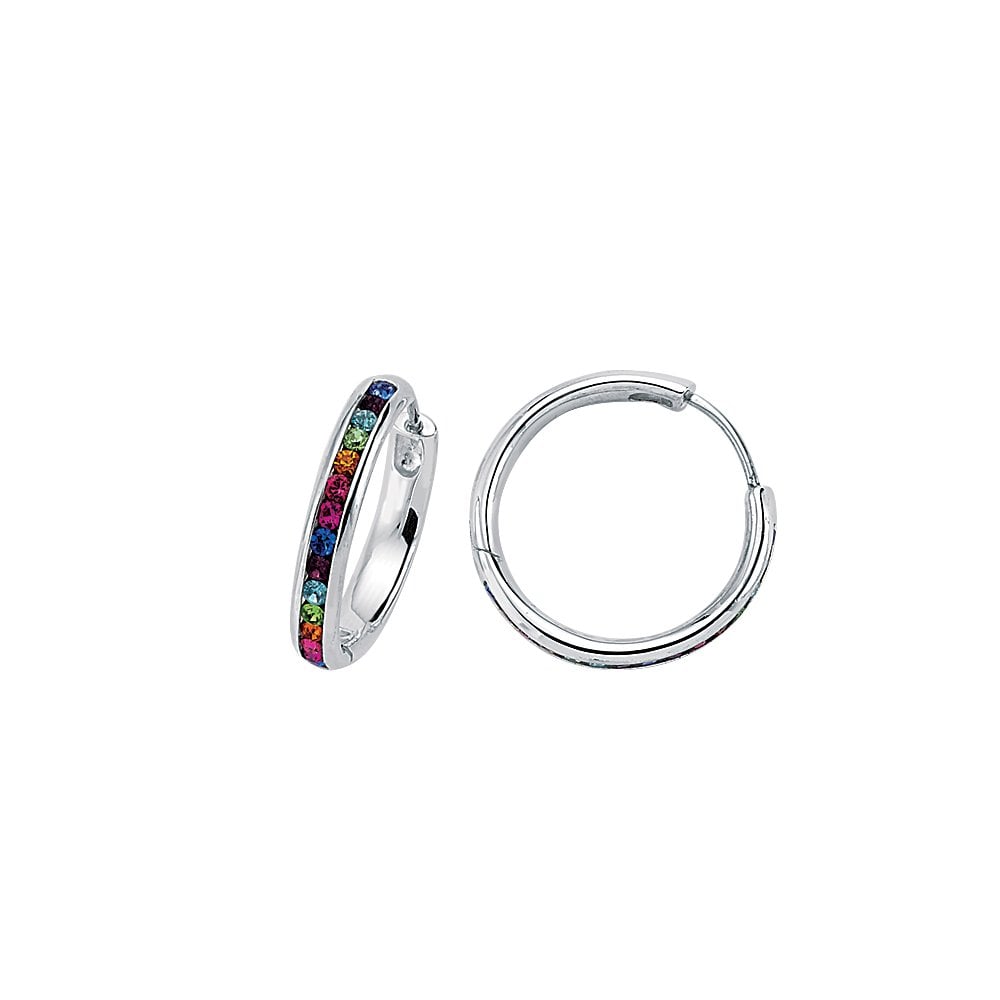 925 Sterling Silver Rainbow Hoop Earrings
