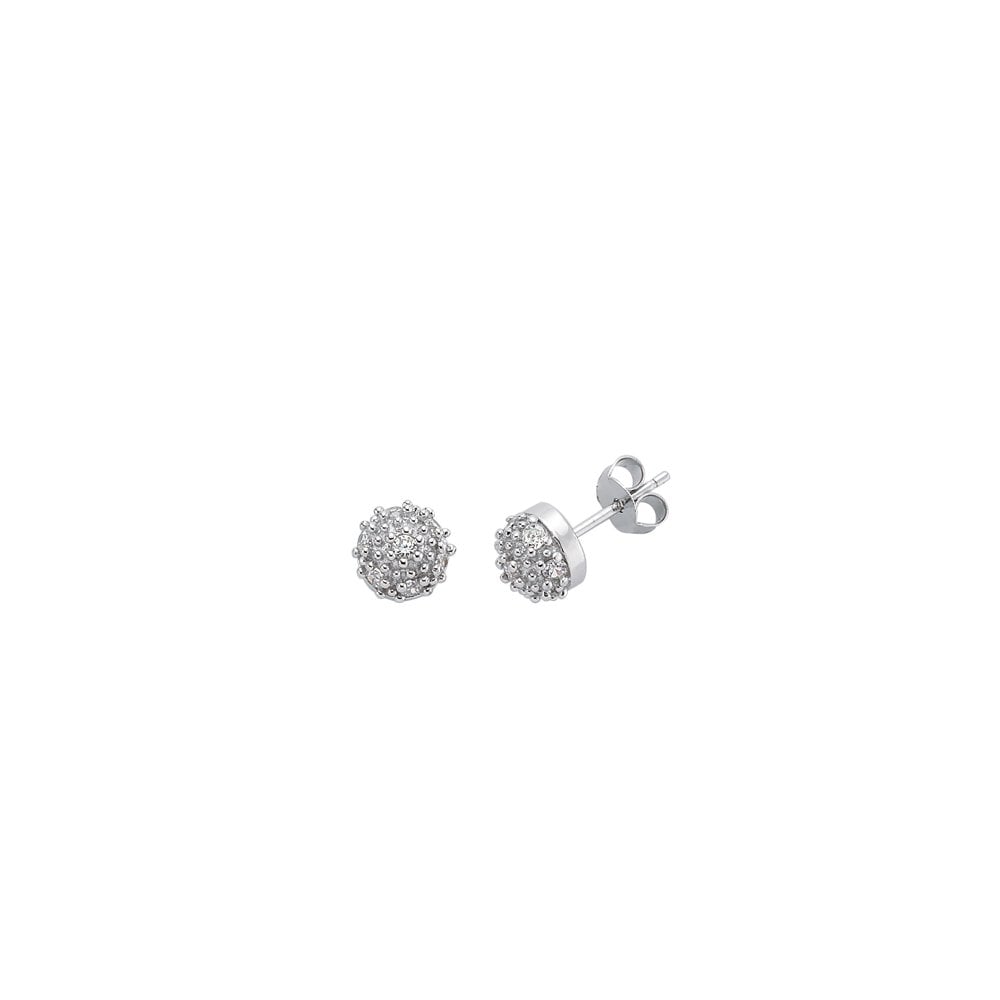 925 Sterling Silver CZ Cluster Dome Shape Studs