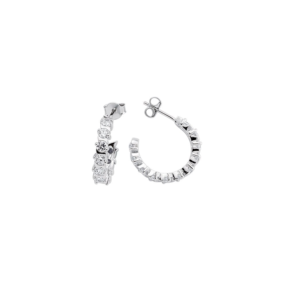 925 Sterling Silver CZ Hoop Earrings