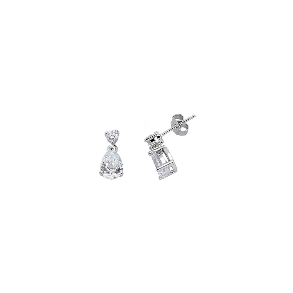 925 Sterling Silver CZ Pear Drop Earrings