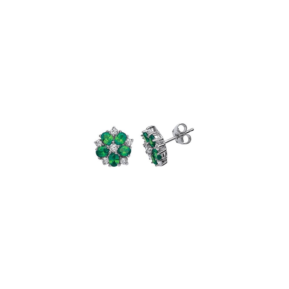 EMERALD PETAL FLOWER STUD EARRINGS