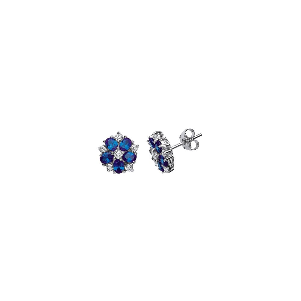 SAPPHIRE  PETAL FLOWER STUD EARRINGS