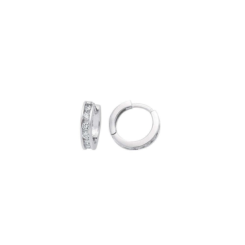 925 Sterling Silver CZ Channel Set Half Eternity Huggy Earrings