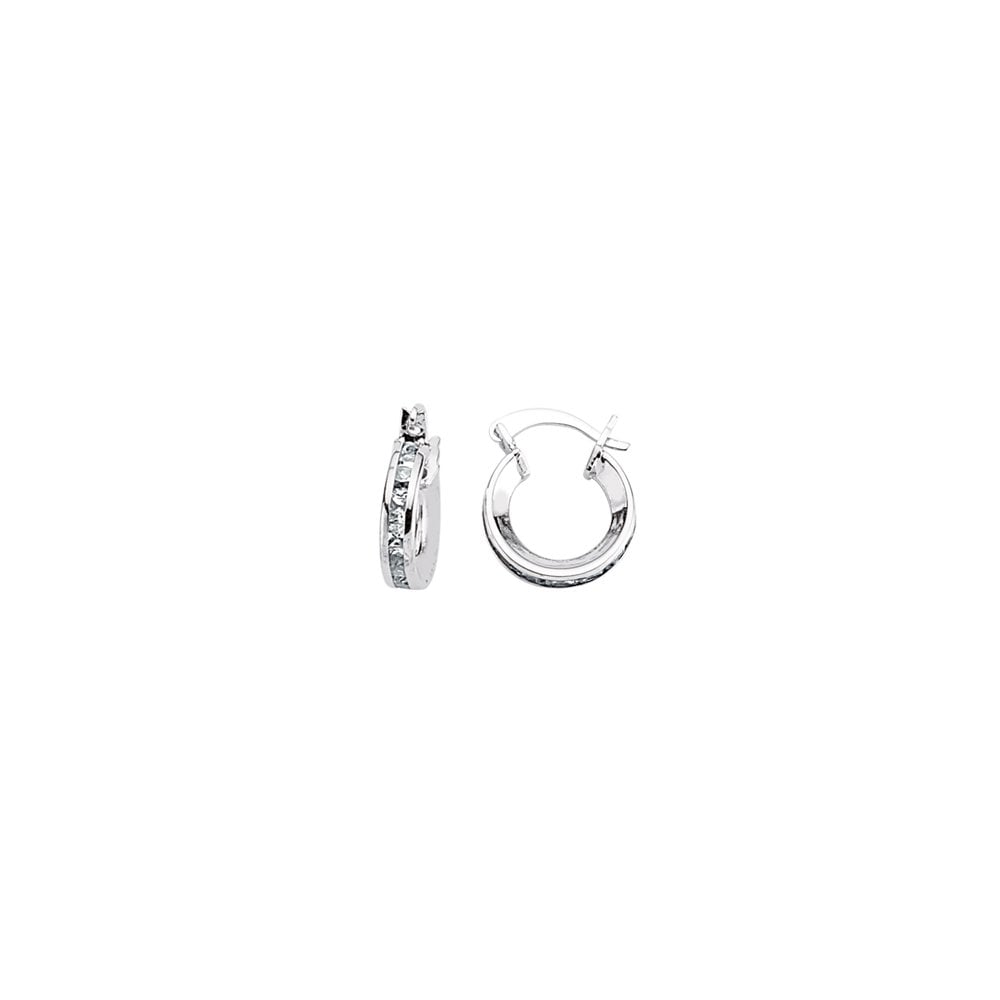 925 Sterling Silver CZ Channel Set Hoops