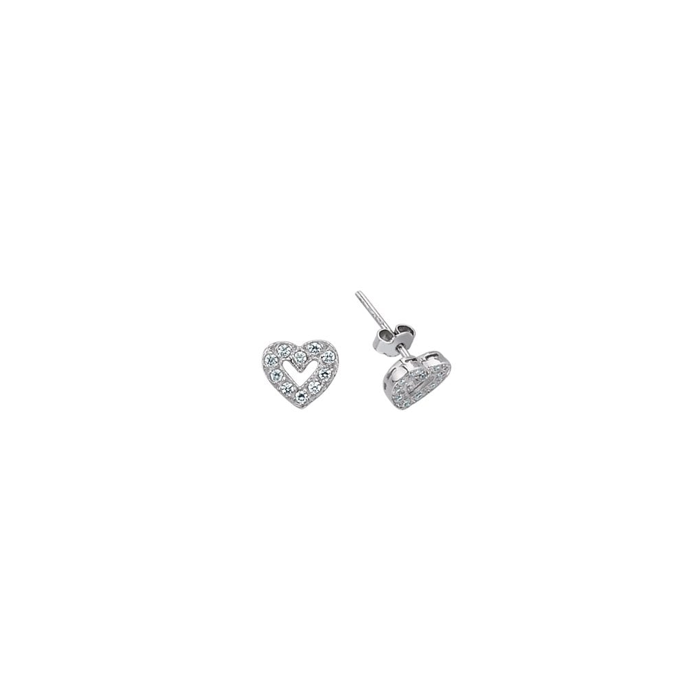 925 Sterling Silver Cubic Zirconia Heart Studs