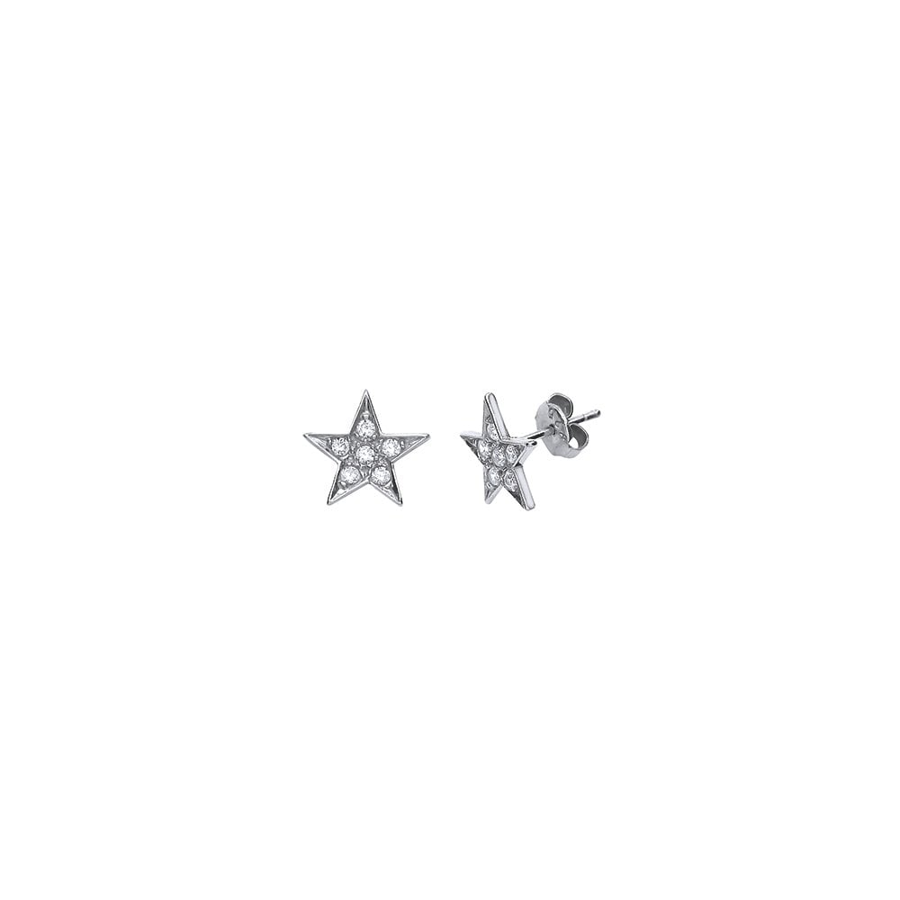 925 Sterling Silver Cubic Zirconia Star Studs