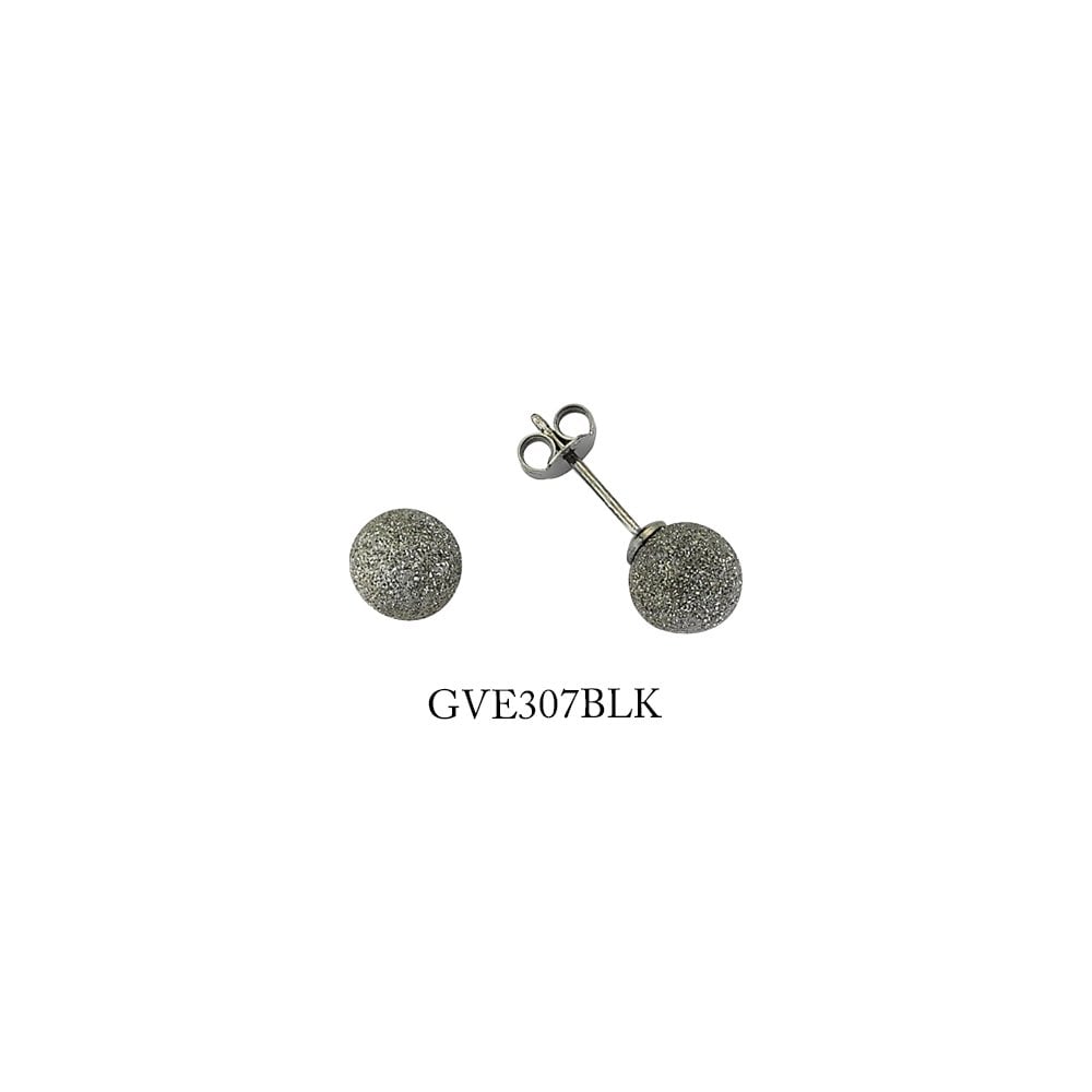 925 Sterling Silver Black Frosted 8mm Studs
