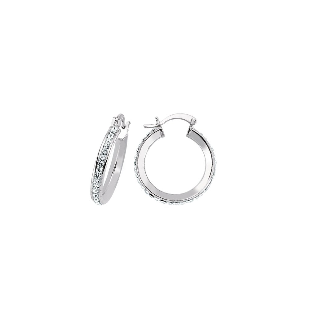925 Sterling Silver CZ Hoop Earrings 16MM