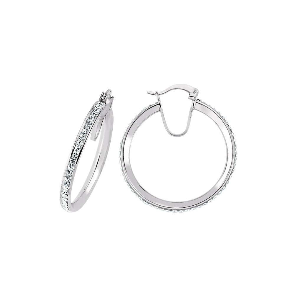 925 Sterling Silver CZ Hoop Earrings 24MM