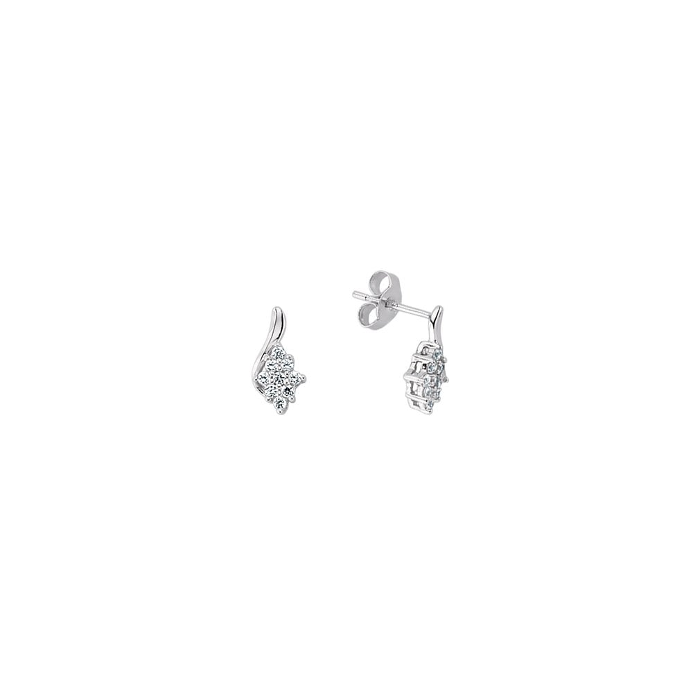 925 Sterling Silver Cubic Zirconia Marquise Cluster Stud Earrings