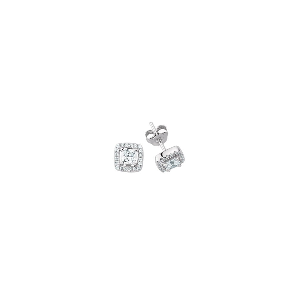 925 Sterling Silver CZ Micro Pave Stud Earrings
