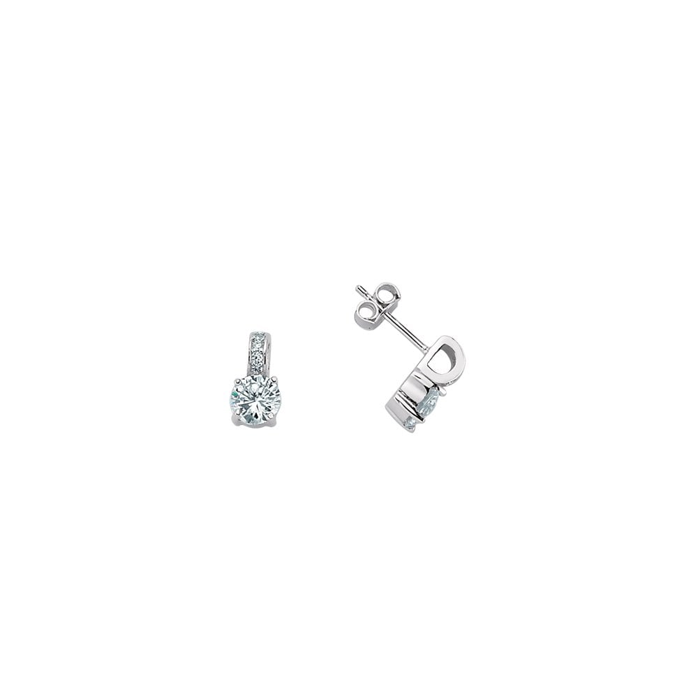 925 Sterling Silver Cubic Zirconia Halo Stud Earrings