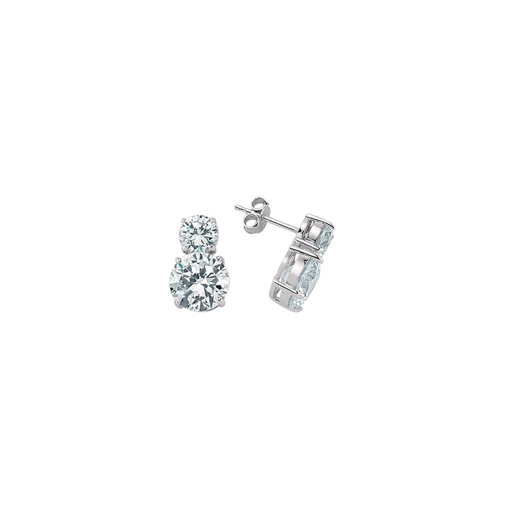 925 Sterling Silver CZ Dual Round Studs