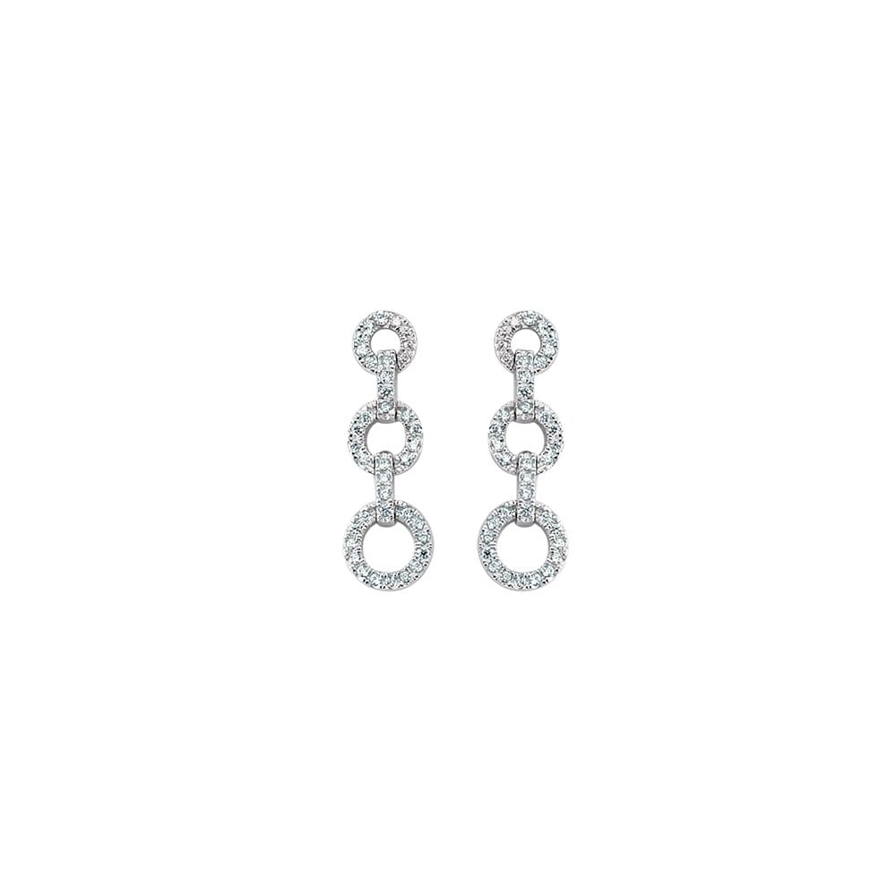 925 Sterling Silver CZ Micro Pave Chain Drop Earrings