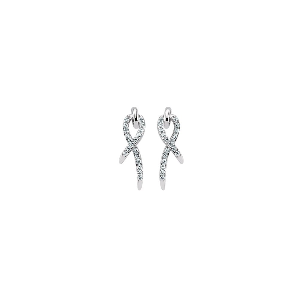 925 Sterling Silver CZ Micro Pave Ribbon Studs