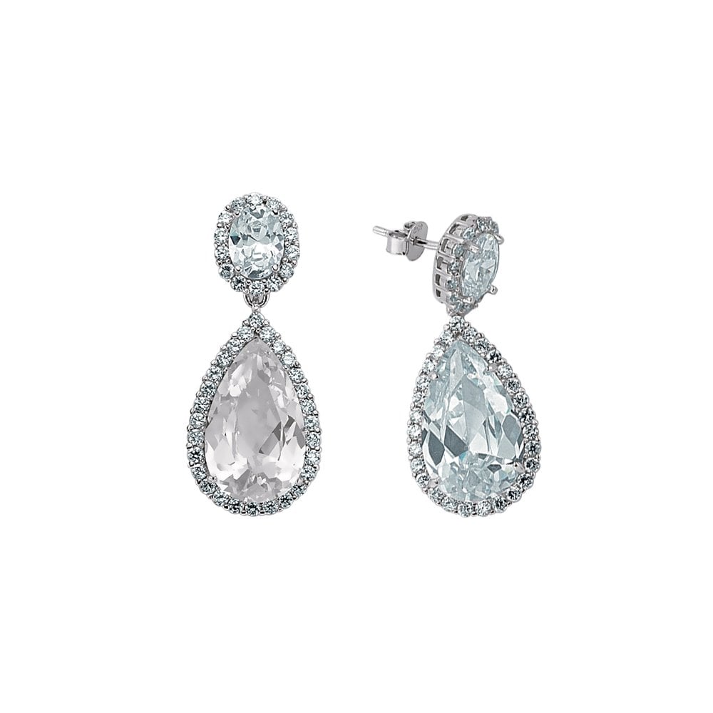 925 Sterling Silver Cubic Zirconia Tear Drop Earrings