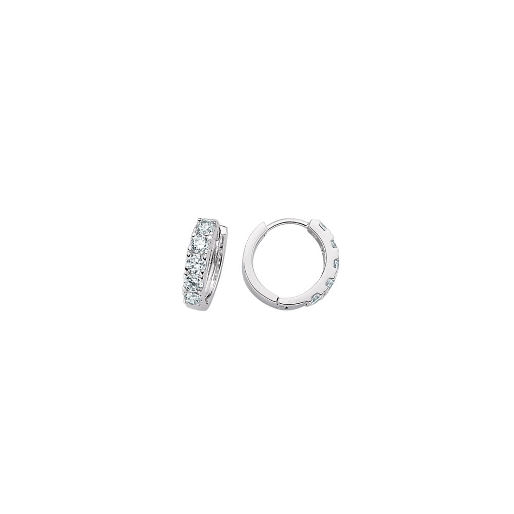 Silver CZ Micro Pave Hoop Earrings