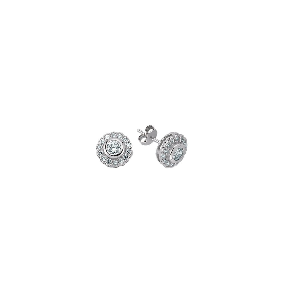 925 Sterling Silver CZ Micro Pave Circular Studs