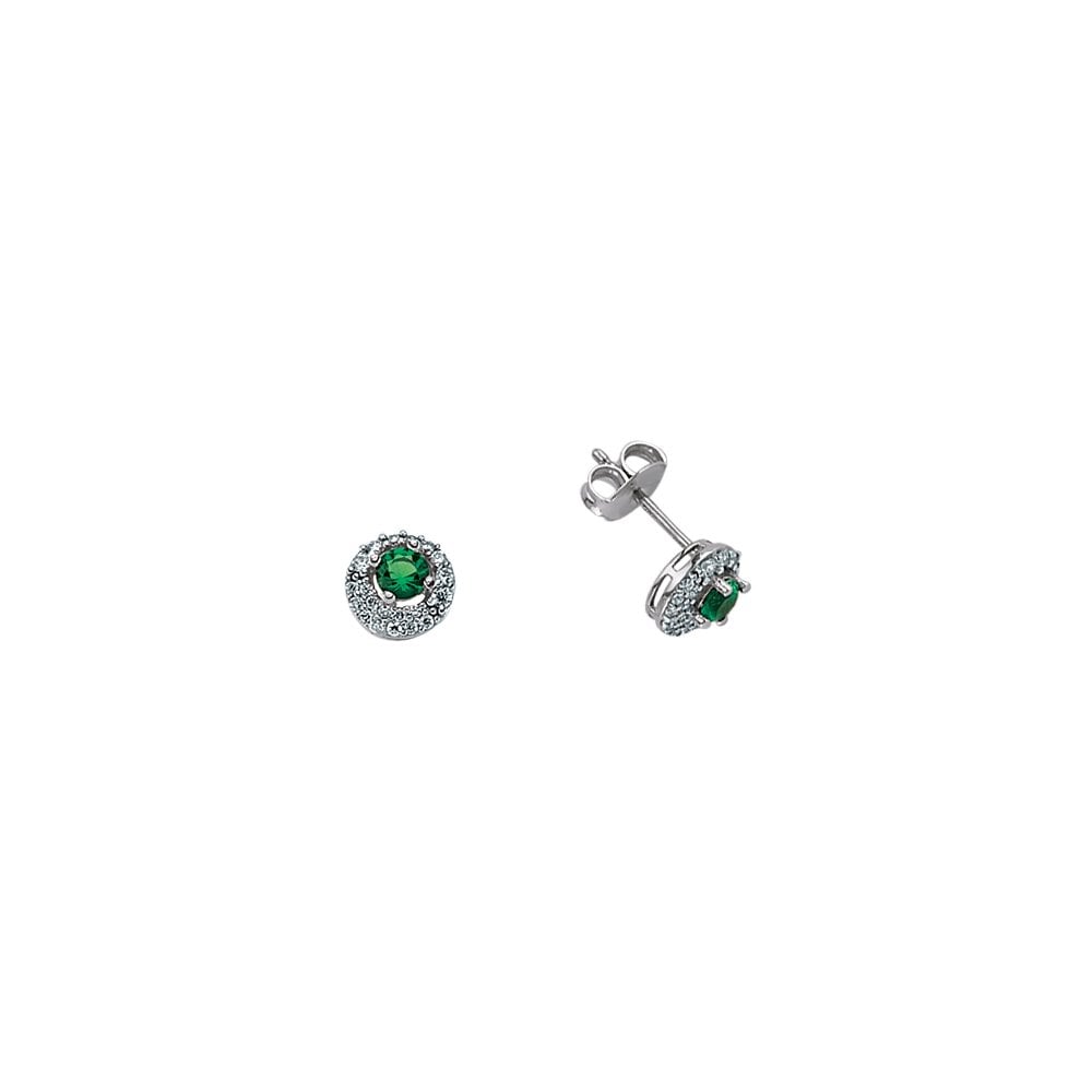 925 Sterling Silver CZ/EM CLUSTER EARRING