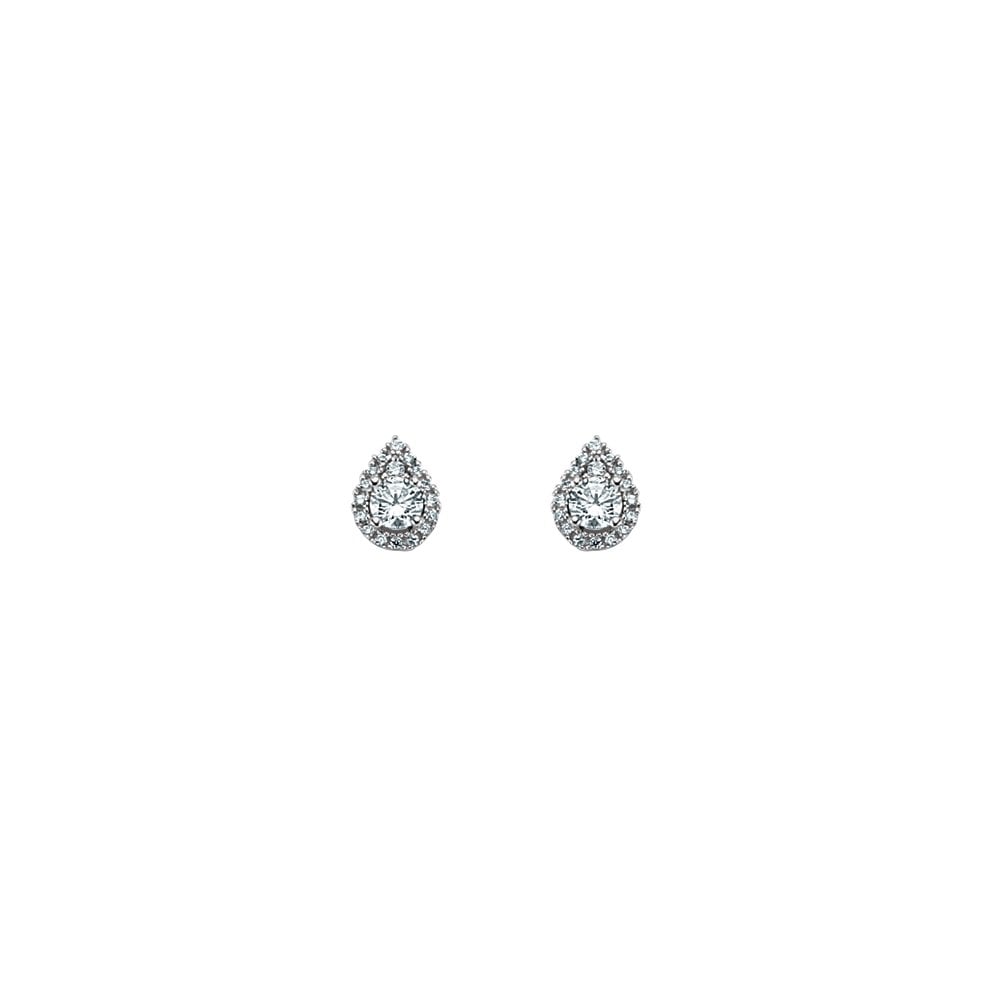 925 Sterling Silver Cubic Zirconia Tear Drop Cluster Earrings