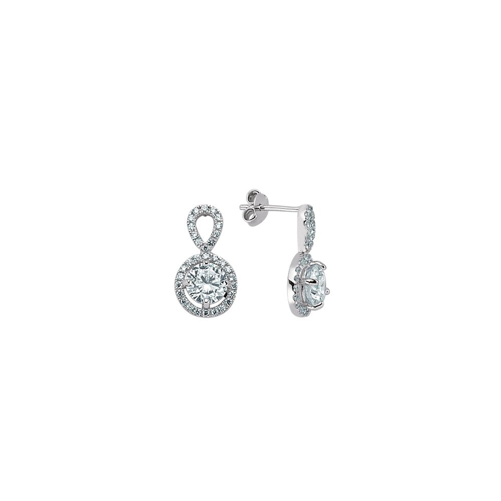 925 Sterling Silver CZ Stone Stud With Micro Pave Border