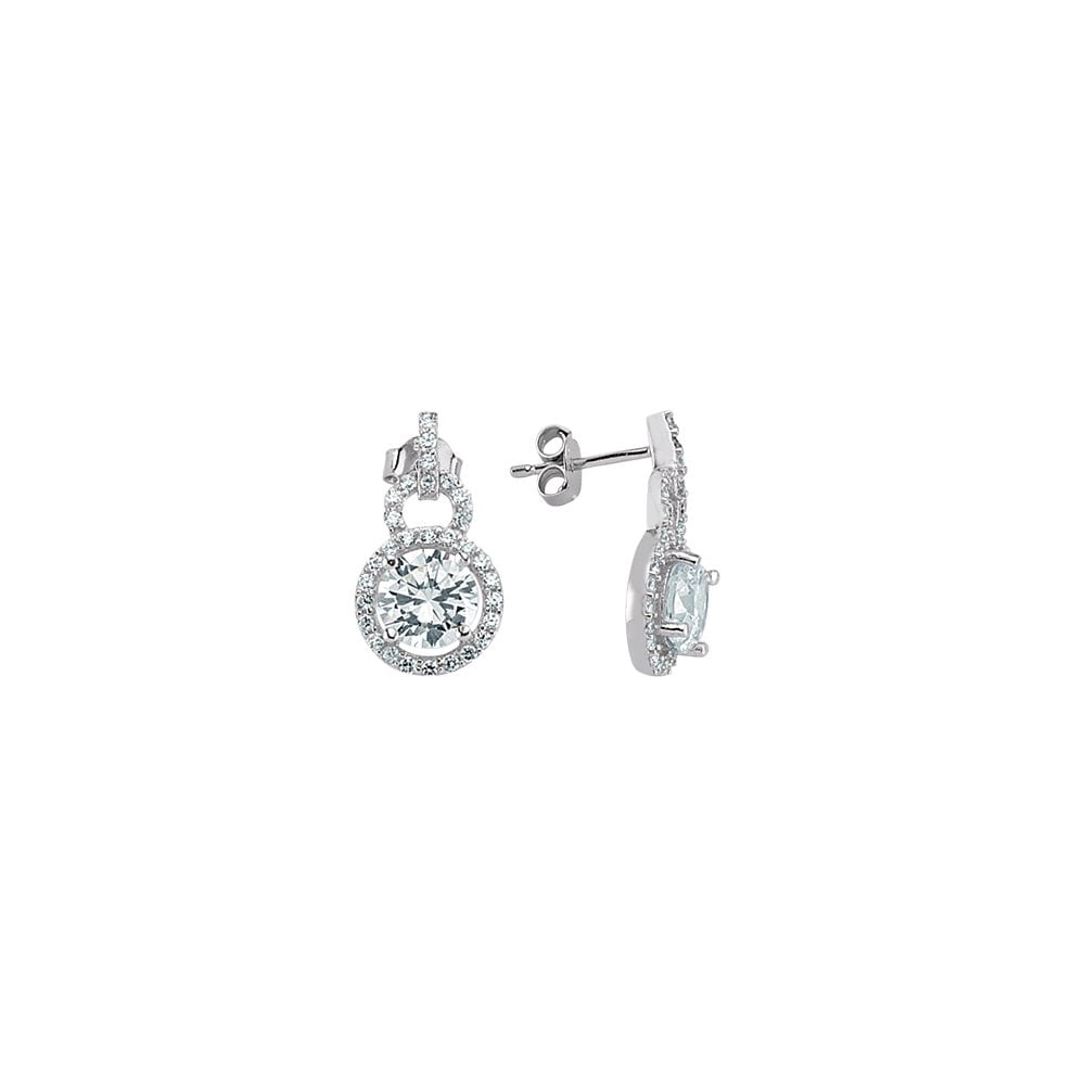925 Sterling Silver CZ Studs With Micro Pave Border