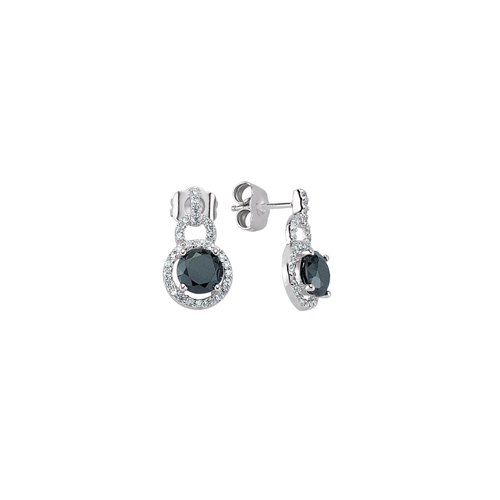 925 Sterling Silver Black CZ Studs With Micro Pave Border
