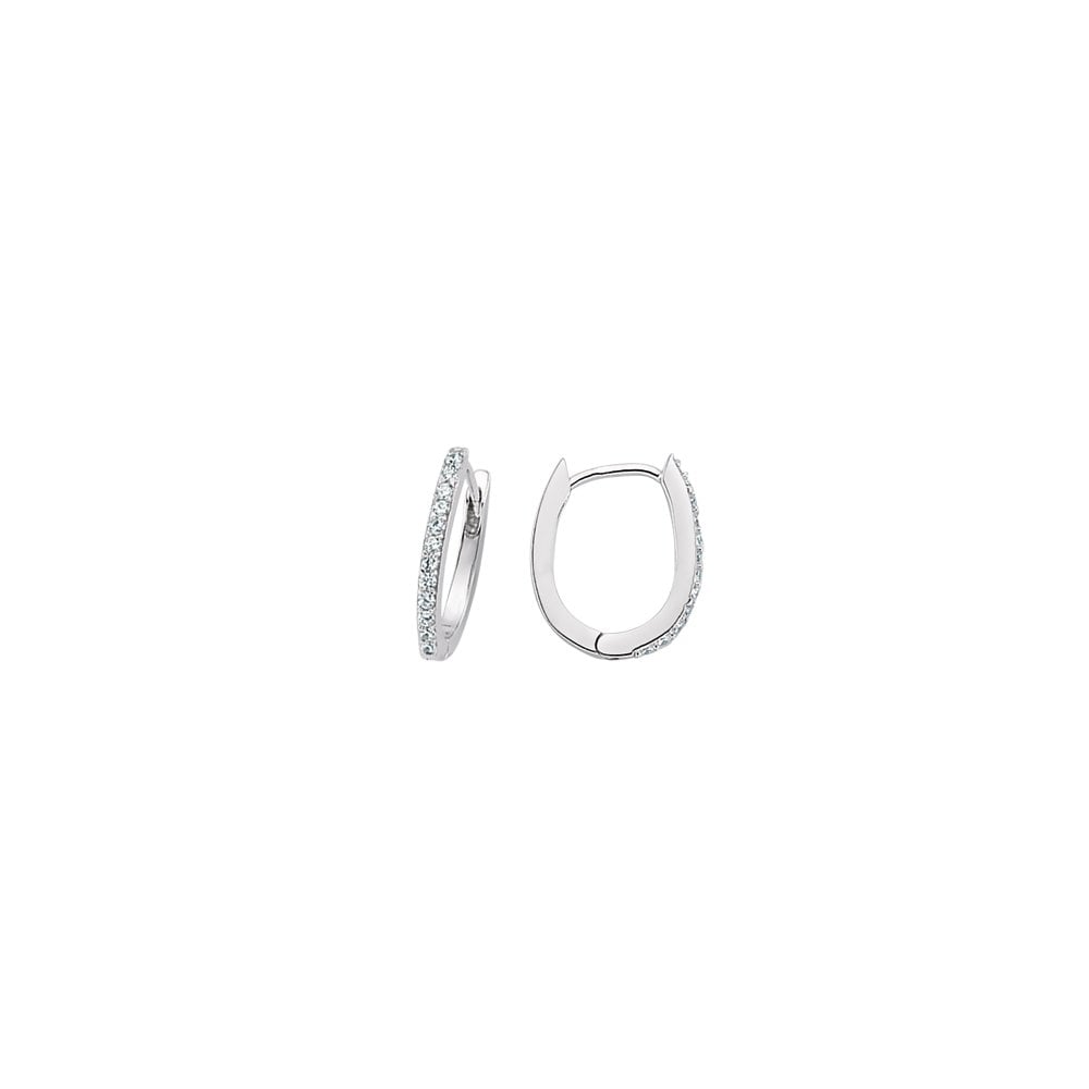 925 Sterling Silver CZ Micro Pave Hoop Earrings