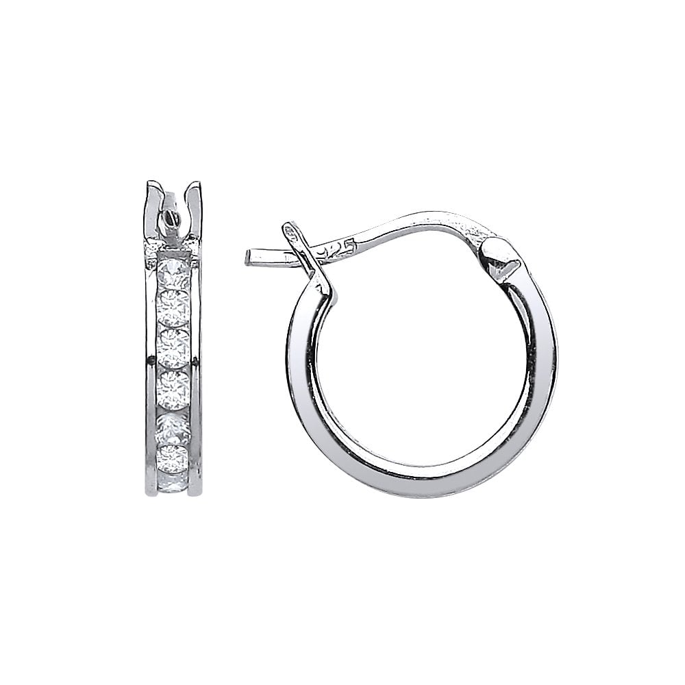 925 Sterling Silver White CZ Baby Sleeper Earrings