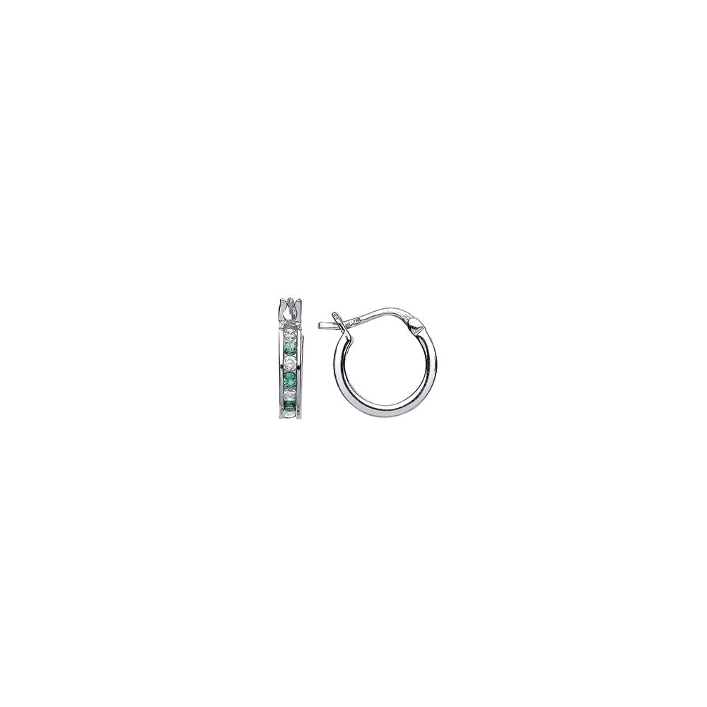 925 Sterling Silver Emerald CZ Baby Sleeper Earrings