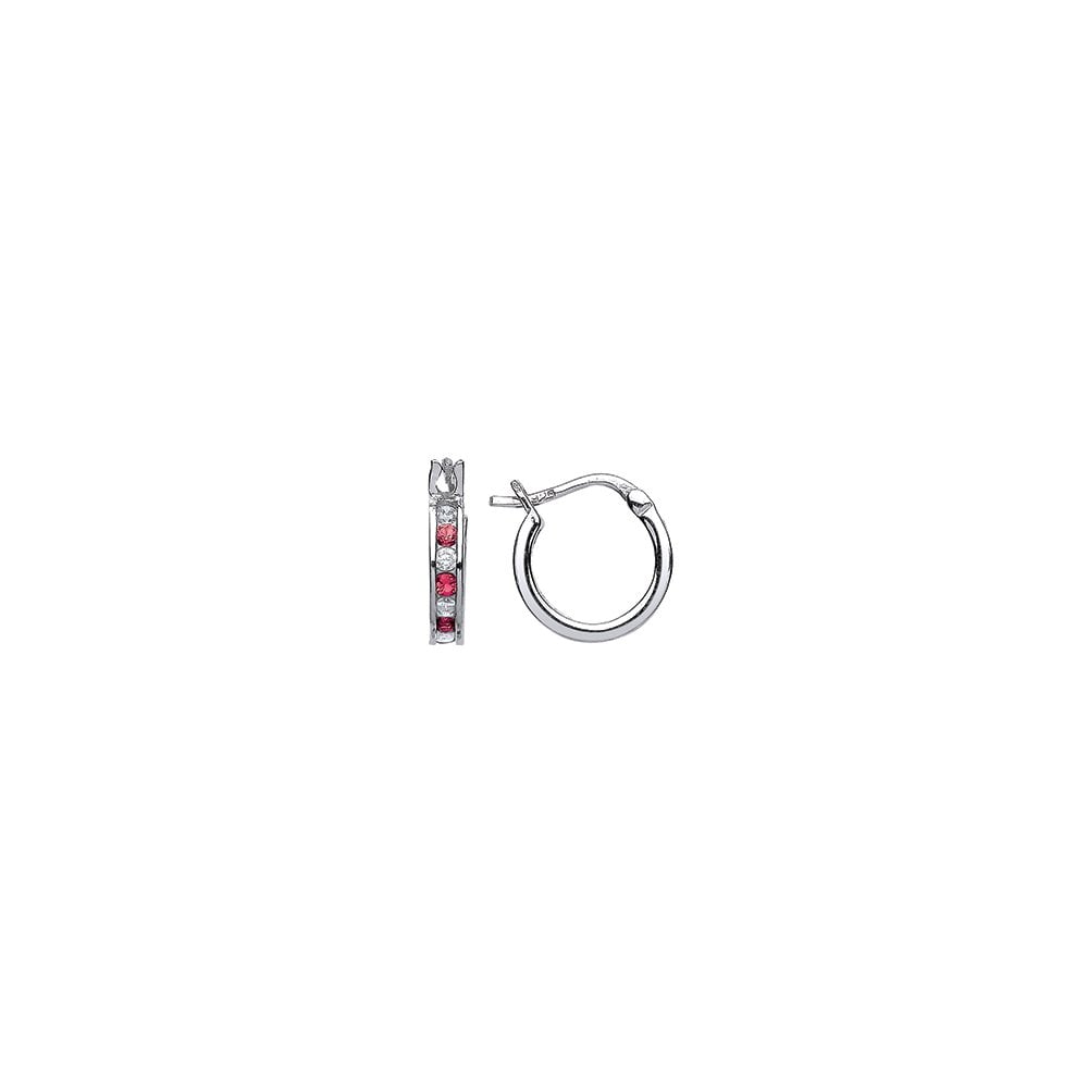 925 Sterling Silver Ruby CZ Baby Sleeper Earrings