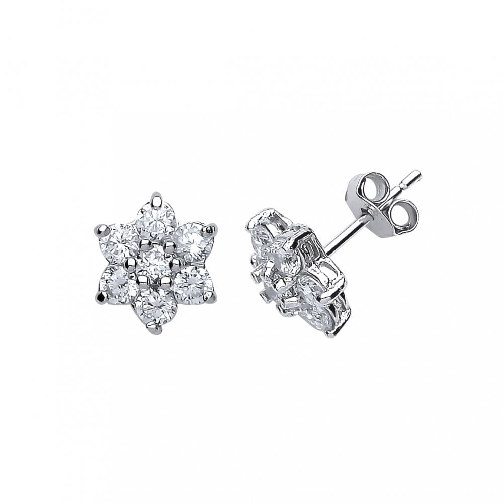 925 Sterling Silver CZ CLUSTER EARRINGS