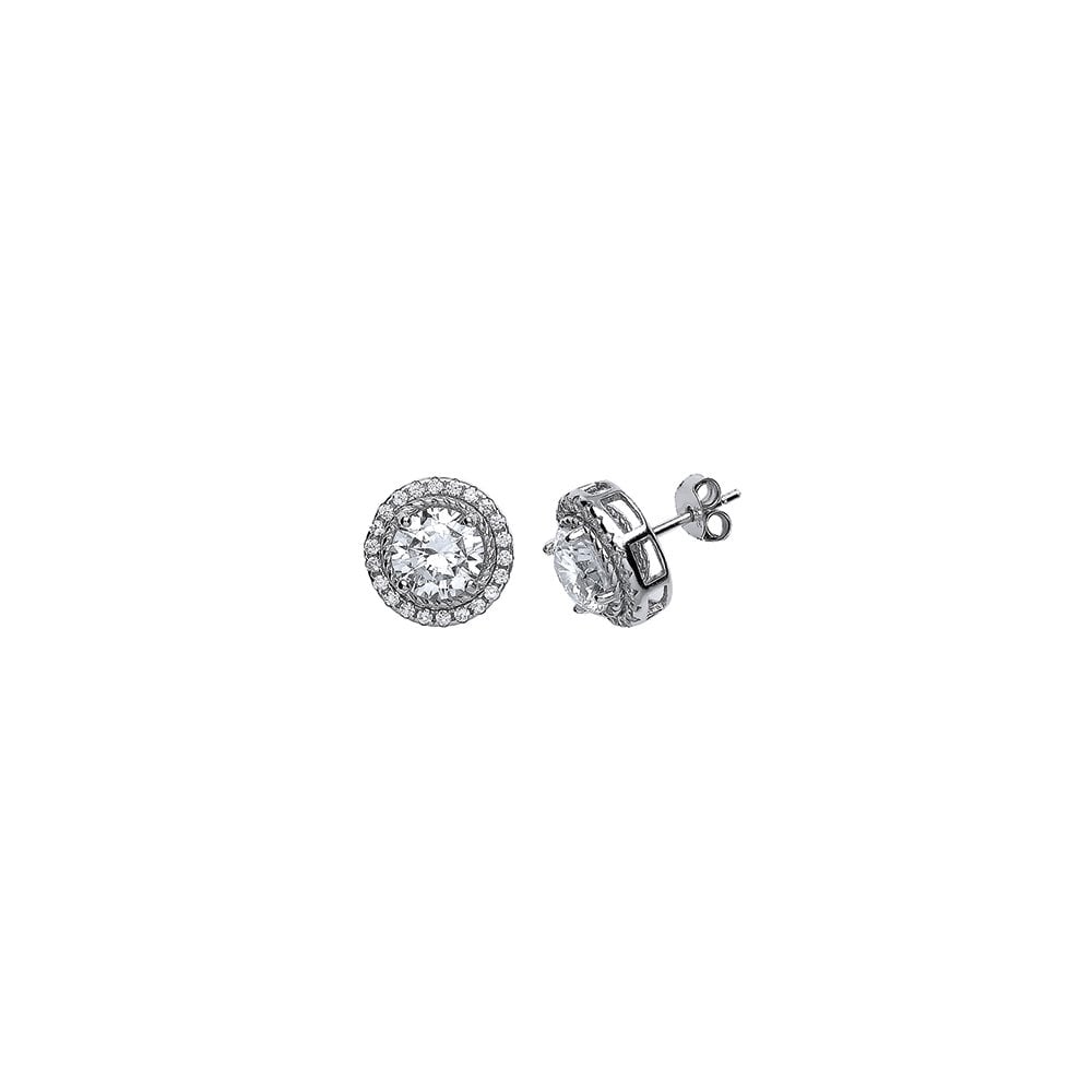 925 Sterling Silver CZ CLUSTER STUD EARRINGS