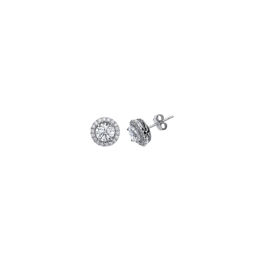 925 Sterling Silver Cubic Zirconia Cluster Stud Earrings