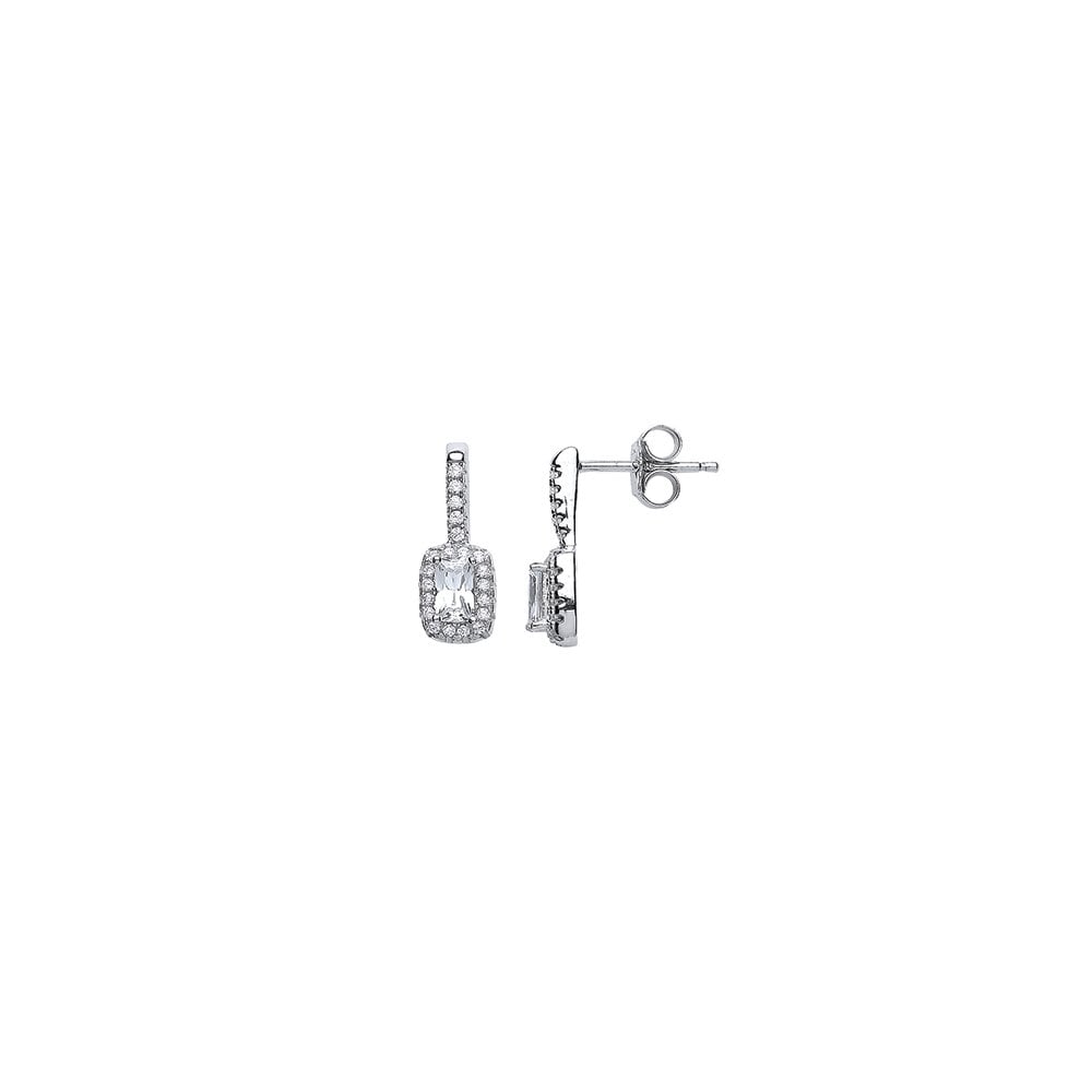 925 Sterling Silver CZ Fancy Drop Earrings
