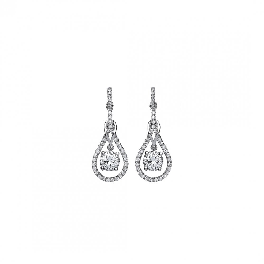 925 Sterling Silver CZ Fancy Drop Earrings